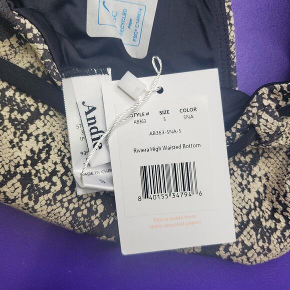 Andie The Riviera High Waisted Swim Bottom in Snake, Women's Size Small Bikini - Picture 8 of 9